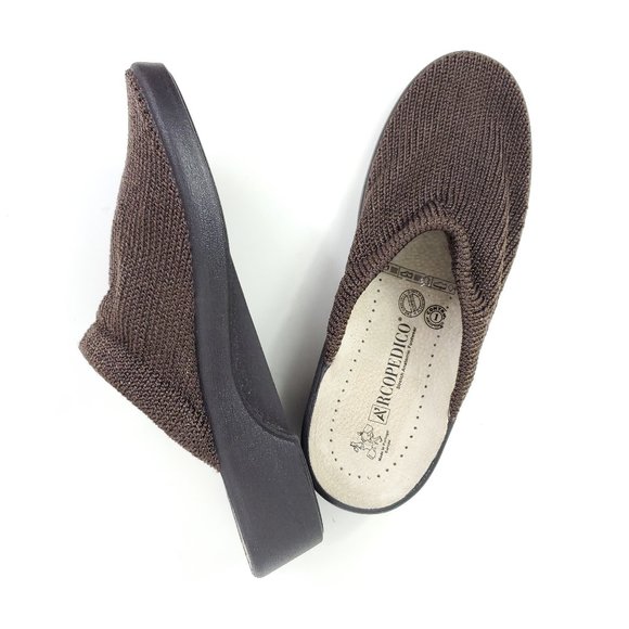 Arcopedico Shoes - Arcopedico Light Marron Brown Nylon Knit Clogs